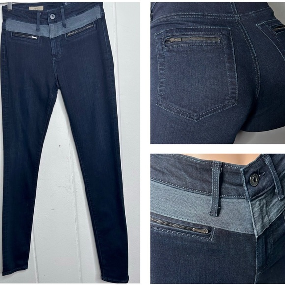 AG Adriano Goldschmied Zuri Moto Zipper High-Rise Skinny Blue Jeans Sz 27 New - Picture 16 of 16